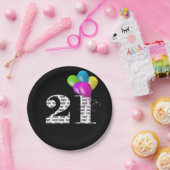 21e verjaardag ballon boeket papieren bordje (Feest)