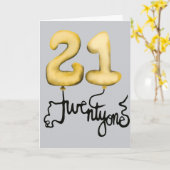 21e verjaardag Ballonkaart Kaart (Gele Bloem)