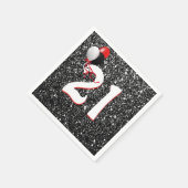 21e verjaardag ballonnen op zwarte glitterplaat servet (Hoek)