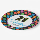 21e verjaardag ballonnen papieren bordje (Gekanteld)