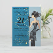 21e verjaardag Bash Party - Blauw Kaart (Staand voorkant)