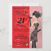 21e verjaardag Bash Party - Rood Kaart (Voorkant)