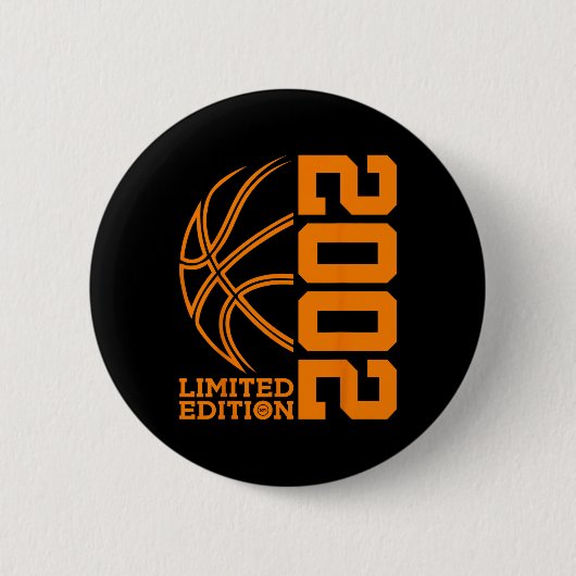 21E VERJAARDAG BASKETBAL LIMITED EDITION 2002 RONDE BUTTON 5,7 CM (Voorkant)