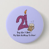 21e verjaardag bier (aanpasbaar) ronde button 7,6 cm (Voorkant)