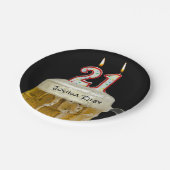 21e verjaardag bier met kaars papieren bordje (Gekanteld)