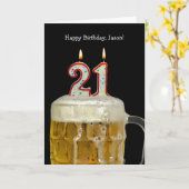 21e Verjaardag Bier Mok Kaart (Gele Bloem)