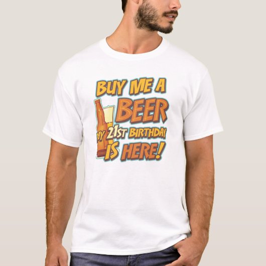 21e verjaardag bier t-shirt (Voorkant)