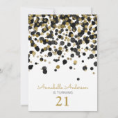 21e Verjaardag Black Gold Glitter Sparkle Confetti Kaart (Achterkant)