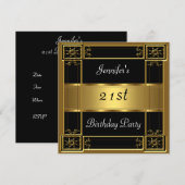 21e verjaardag Black Gold Kaart (Voorkant / Achterkant)