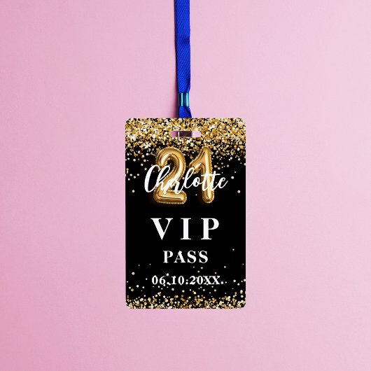 21e verjaardag Black Gold VIP Party Pass Badge
