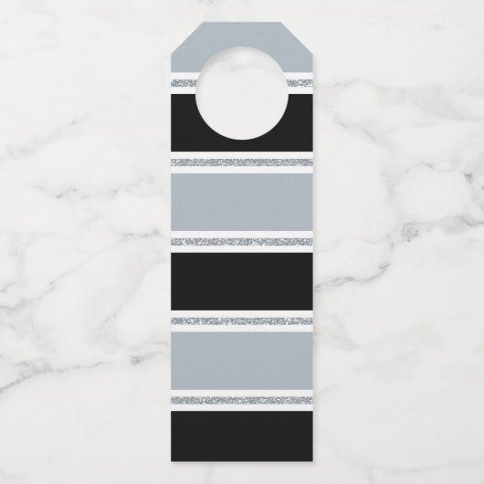 21e Verjaardag Black Grey Silver Glitter Confetti Flessenhanger (Achterkant)