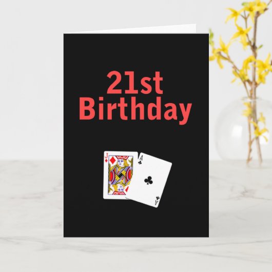 21e verjaardag Black Jack Kaart (Gele Bloem)