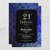 21e verjaardag Black met blauwe grens Kaart (Voorkant / Achterkant)