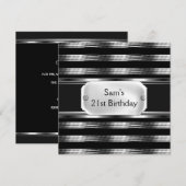 21e verjaardag Black Metal Silver Mans Mannen Kaart (Voorkant / Achterkant)