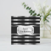 21e verjaardag Black Metal Silver Mans Mannen Kaart (Staand voorkant)