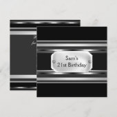 21e verjaardag Black Metal Silver Mans Mannen Kaart (Voorkant / Achterkant)