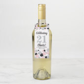21e Verjaardag Black Pink Silver Glitter Confetti Flessenhanger (Op fles)