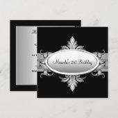 21e verjaardag Black White Silver Kaart (Voorkant / Achterkant)