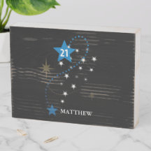 21e verjaardag blauw en zwart gepersonaliseerd