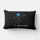 21e verjaardag blauw en zwart gepersonaliseerd kussen (Voorkant)