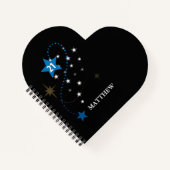 21e verjaardag blauw en zwart gepersonaliseerd notitieboek (Voorkant)