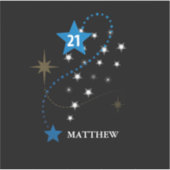 21e verjaardag blauw en zwart gepersonaliseerd sticker (Voorkant)