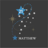 21e verjaardag blauw en zwart gepersonaliseerd sticker (Voorkant)