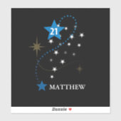 21e verjaardag blauw en zwart gepersonaliseerd sticker (Vel)