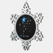 21e verjaardag blauw en zwart gepersonaliseerd tin sneeuwvlok ornament (Rechts)