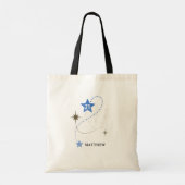 21e verjaardag blauw en zwart gepersonaliseerd tote bag (Achterkant)
