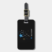 21e Verjaardag Blauw en Zwart Persoonlijk Bagagelabel (Voorkant verticaal)