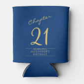 21e verjaardag Blauw Goud Foto Sjabloon Blikjeskoeler (Voorkant)