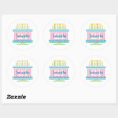 21e Verjaardag Blauw Roze Taart Sticker (Vel)