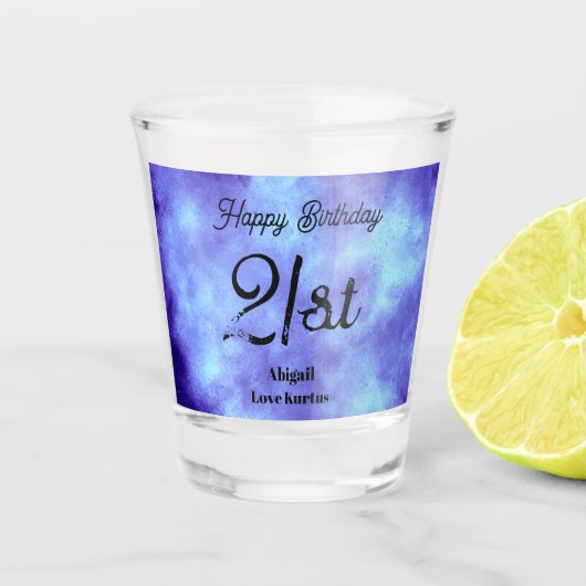 21e verjaardag blauw Storm wolffect warm glas (Voorkant)