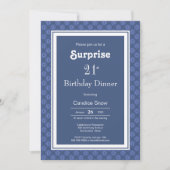 21e verjaardag Blauw wit patroon verrassingsdiepte Kaart (Voorkant)