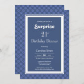 21e verjaardag Blauw wit patroon verrassingsdiepte Kaart (Voorkant / Achterkant)