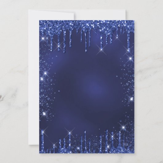 21e verjaardag blauw zilverglitter glitter stofgla kaart (Achterkant)