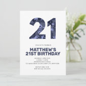 21e verjaardag, blauwe Camo op maat Kaart (Staand voorkant)