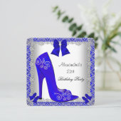 21e verjaardag Blauwe hiel met hoge lauw Kaart (Staand voorkant)