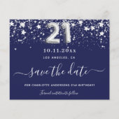 21e verjaardag - blauwe zilverbegroting reddatum n flyer (Voorkant)