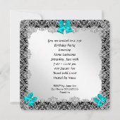 21e verjaardag Blauwgroen blauw hoge hiel zilver Kaart (Achterkant)