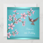 21e verjaardag Blauwgroen Blauwe Aziatische Roze B Kaart (Voorkant)