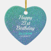 21e verjaardag Blauwgroen blauwe glitter gepersona Keramisch Ornament (Voorkant)