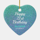 21e verjaardag Blauwgroen blauwe glitter gepersona Keramisch Ornament (Achterkant)