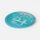 21e verjaardag blauwgroen blauwe groene glitter na papieren bordje (Gekanteld)