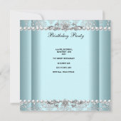 21e verjaardag Blauwgroen blauwe parelzilver Kaart (Achterkant)