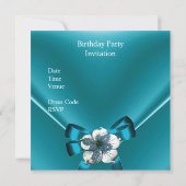 21e verjaardag Blauwgroen blauwe zijde witte juwee Kaart (Achterkant)