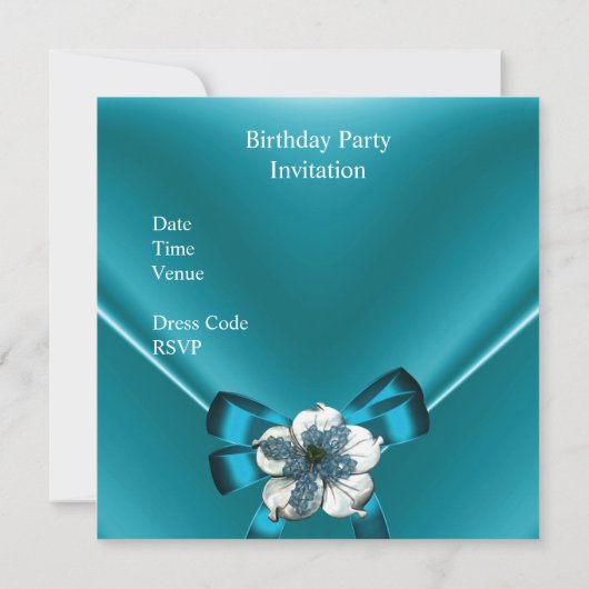 21e verjaardag Blauwgroen blauwe zijde witte juwee Kaart (Achterkant)