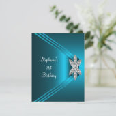 21e verjaardag Blauwgroen Blauwe Zijderzijde Ruite Kaart (Staand voorkant)
