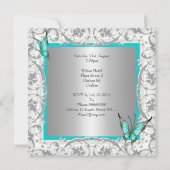 21e verjaardag Blauwgroen Floral Butterfly Silver Kaart (Achterkant)